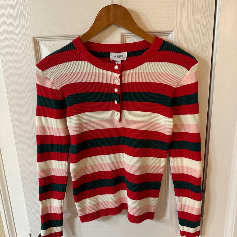 NEW Anniewear Striped Sweater Womens size Small NWT Classic Preppy